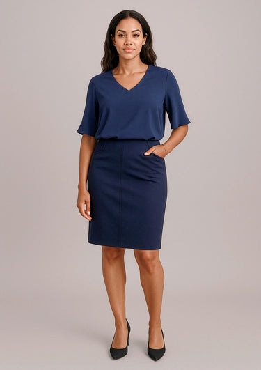 Womens Siena Bandless Pencil Skirt - Marine