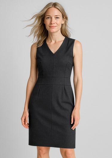Womens Comfort Wool Stretch Sleeveless V-Neck Dress - Black