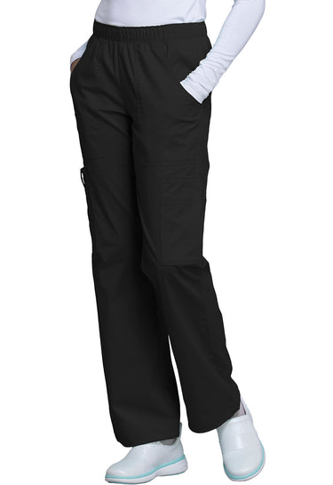 Cherokee WW Core Stretch Mid Rise Pull-On Cargo Pant - Black