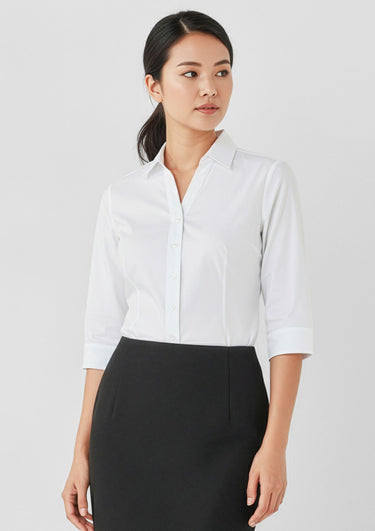 Womens Hudson 3/4 Sleeve Shirt - White