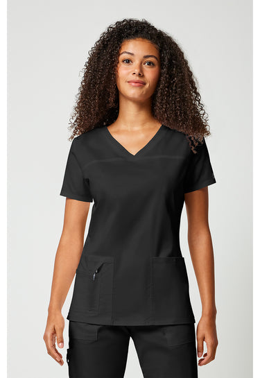 Cherokee WW Core Stretch V-Neck Top - Black