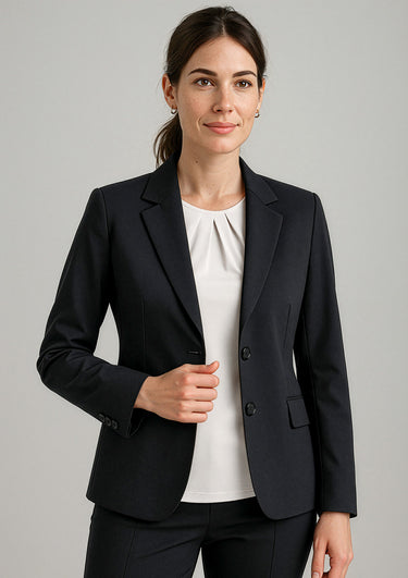 Womens Comfort Wool Stretch Longline Jacket - Black