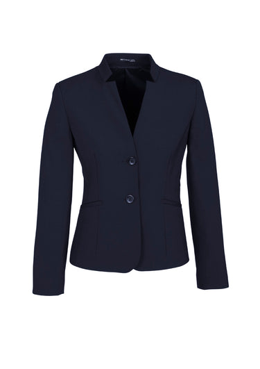 Womens Comfort Wool Stretch Short Jacket with Reverse Lapel - Navy