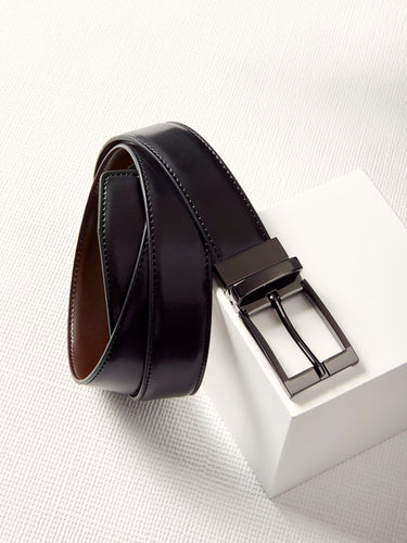 Mens Leather Reversible Belt - Black/Brown