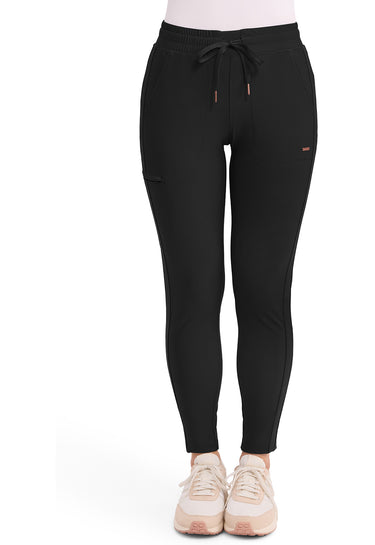 Cherokee Form Mid Rise Tapered Leg Drawstring Pant - Black