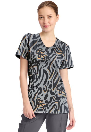 Cherokee Infinity Prints Round Print Neck Top - Big Cat