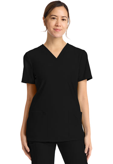 Cherokee Achieve Women's 2-Pocket V-Neck Top - Black