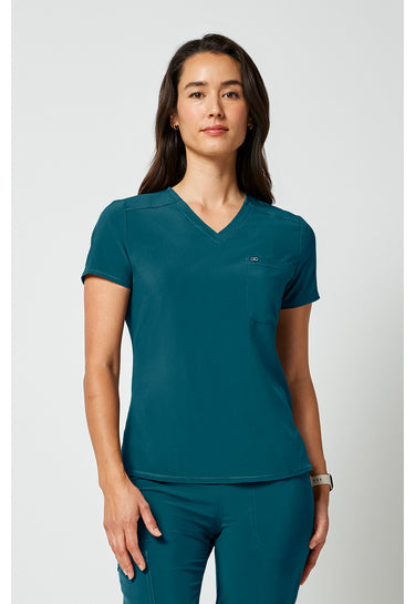 CK Allura Tuckable V-Neck Top - Caribbean Blue
