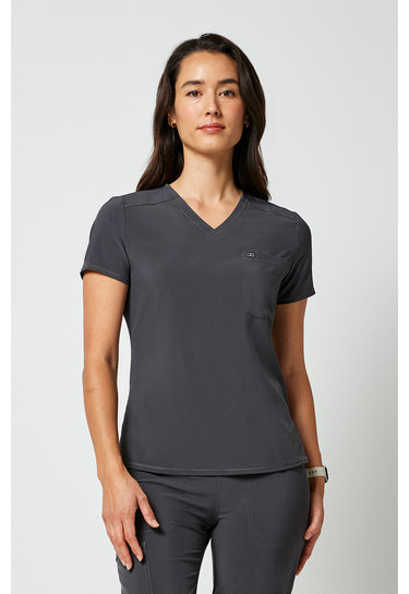 CK Allura Tuckable V-Neck Top - Pewter