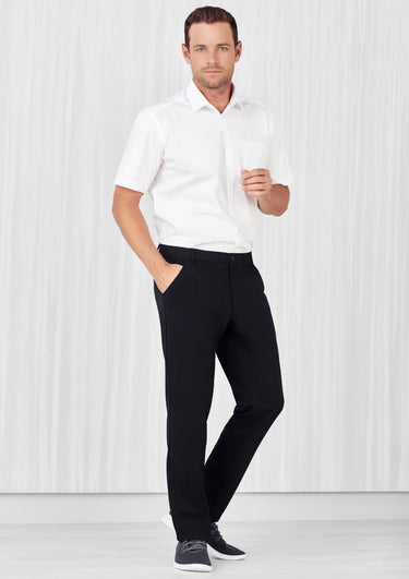 Mens Comfort Waist Flat Front Pant - Black