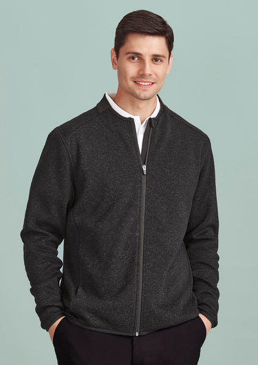 Biz Care Mens Nova Zip Front Jumper - Black Marle