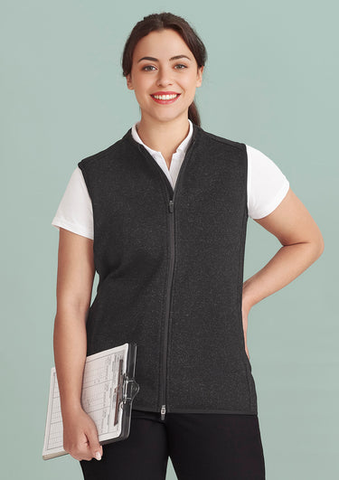 Biz Care Womens Nova Zip Front Vest - Black Marle