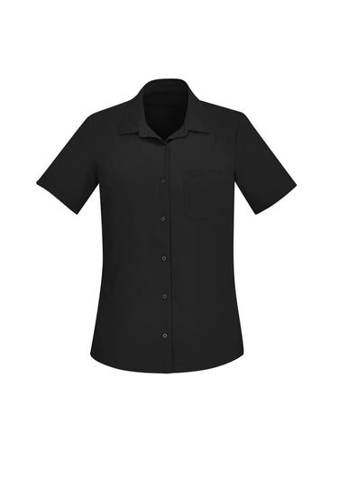 Biz Care Womens Florence Plain Short Sleeve Shirt - Black