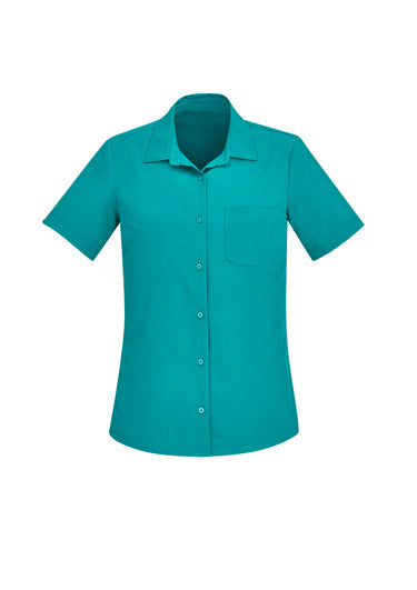 Biz Care Womens Florence Plain Short Sleeve Shirt - Teal