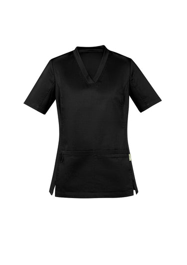 Biz Care Womens Riley Stretch Scrub Top - Black