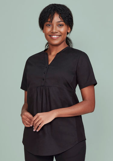 Womens Rose Tunic Scrub Top - Black