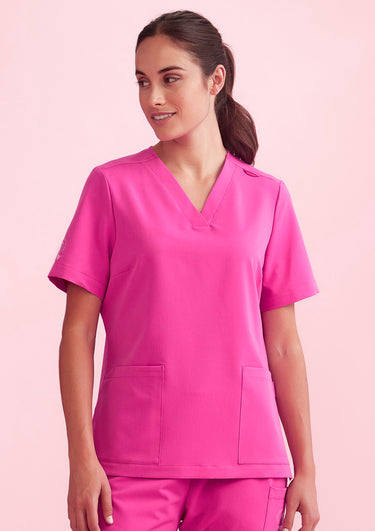 Womens Pink V-Neck Scrub Top - Pink