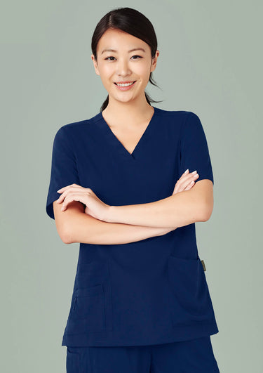 Womens Avery V-Neck Scrub Top - Navy