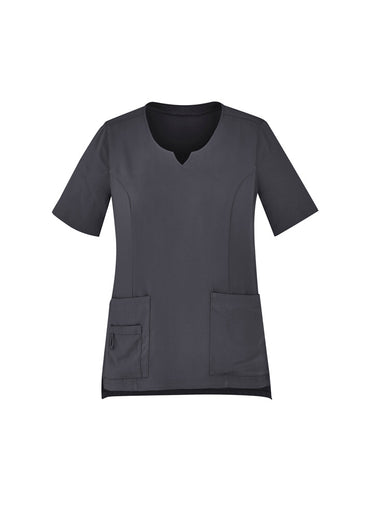 Biz Care Womens Avery Round Neck Scrub Top - Charcoal