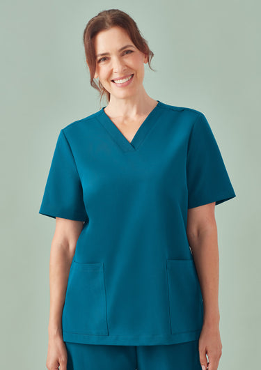 Womens Pulse V-Neck Scrub Top - Caribbean Blue