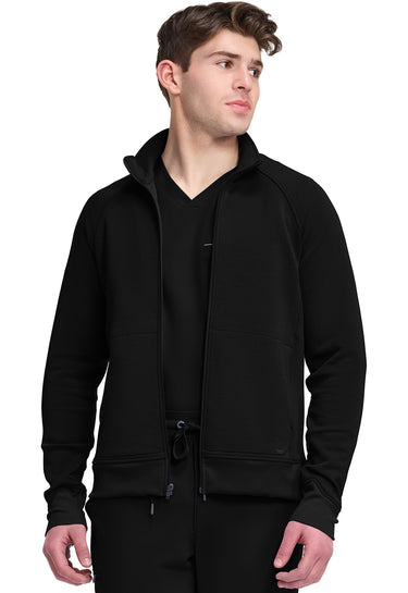 HH Lifestyle Men's Zip Front Knit Jacket - Black