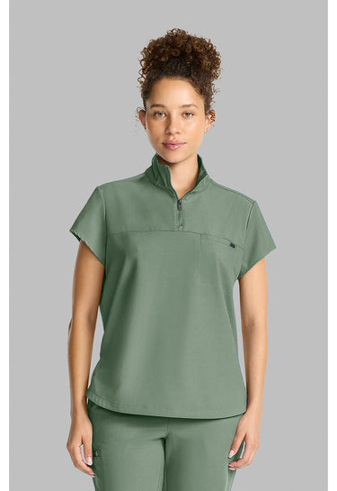 HH Quest Women's Partial Zip Stand Collar Top - Acadia Green