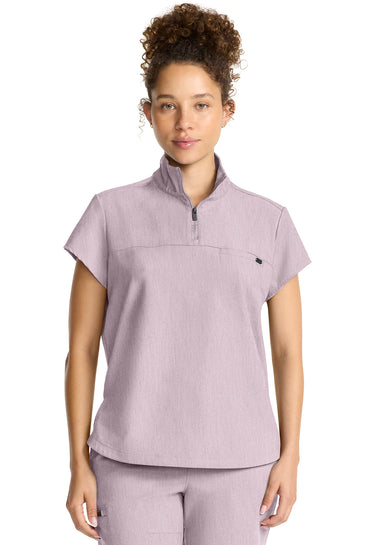 HH Quest Women's Partial Zip Stand Collar Top - Pink Pearl