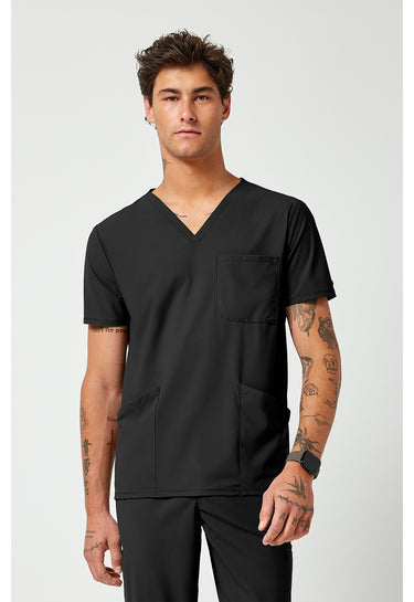 Cherokee Pursuit Men's 3 Pocket V-Neck Top - Black