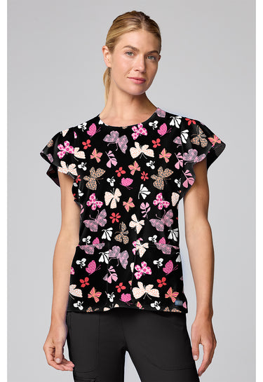 MC Prints Printed Flutter Sleeve Top - Fashion Flutters