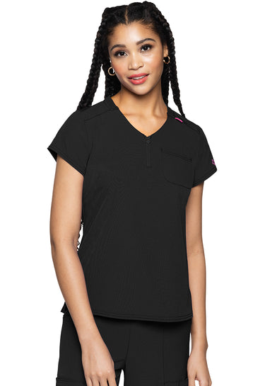 MC Amp Quarter Zip V-Neck Tuckable Top - Black