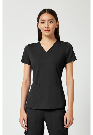 MC Touch V-Neck Shirttail Top - Black