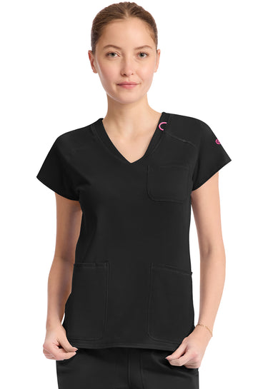 MC Amp Knit Raglan V-Neck Top - Black