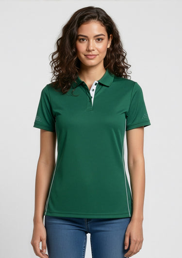 Womens Balance Short Sleeve Polo - Forest/White