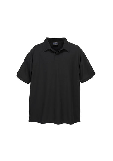 Mens Micro Waffle Short Sleeve Polo - Black