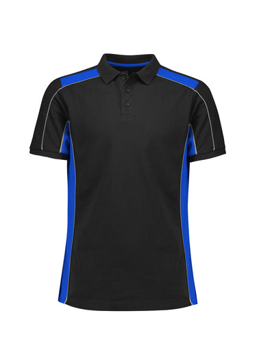 Unisex Grid Short Sleeve Polo - Black/Royal
