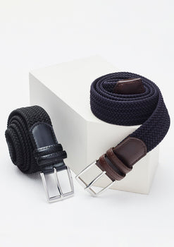 Unisex Casual Belt - Navy/Brown