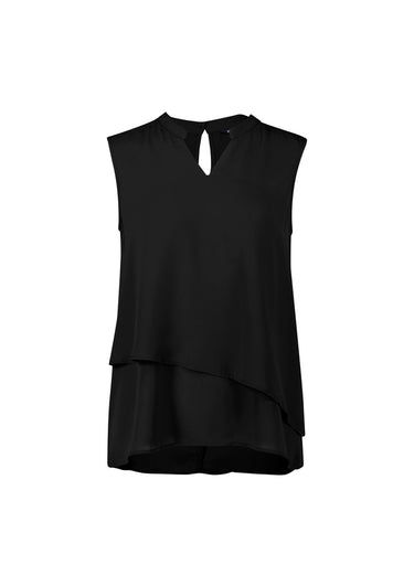 Womens Seville Sleeveless Layered Blouse - Black