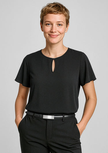 Womens Vienna Short Sleeve Blouse - Black