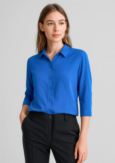 Womens Dahlia 3/4 Sleeve Blouse - Cobalt