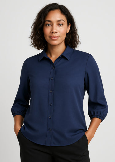 Womens Lucy 3/4 Sleeve Blouse - Navy