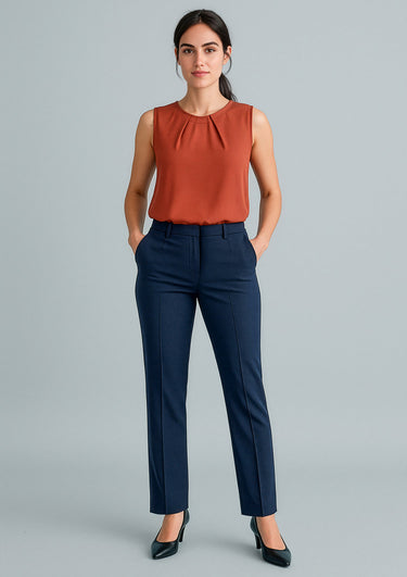Womens Cool Stretch Tapered Leg Adjustable Waist Pant - Navy