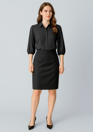 Womens Cool Stretch Mid-waist Pencil Skirt - Black