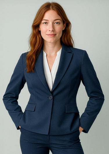 Womens Renew Single Button Mid Length Jacket - Navy Dusk