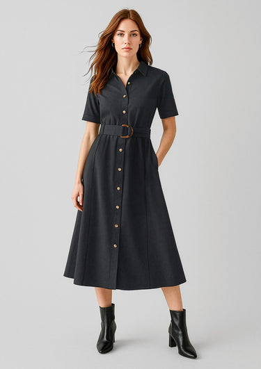 Womens Adele Midi Dress - Black