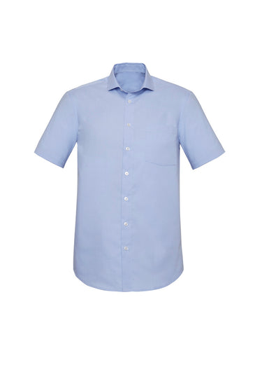 Mens Charlie Classic Fit Short Sleeve Shirt - Blue Chambray