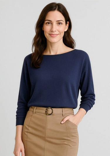 Womens Skye Batwing Sweater Top - Navy