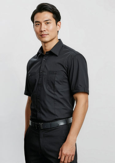 Mens Bondi Short Sleeve Shirt - Black
