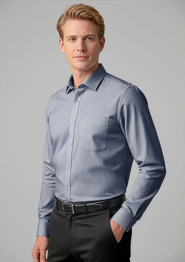 Mens Bristol Classic Long Sleeve Shirt - White/Navy