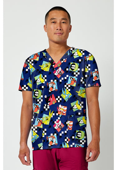 TF Tooniforms Men's Print V-Neck Top - Check Yeah