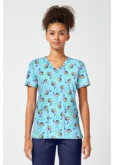 TF Tooniforms Print V-Neck Top - Bluey Zone